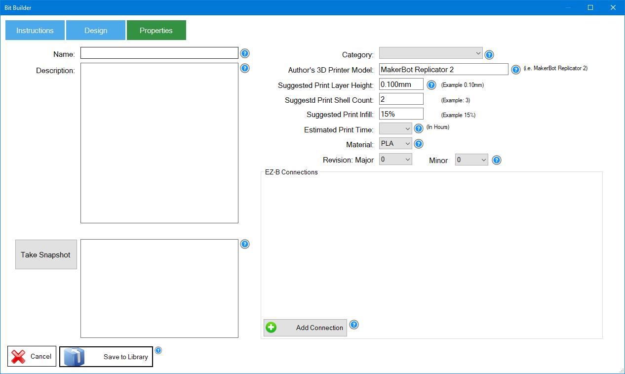 EZBit Properties and Connections