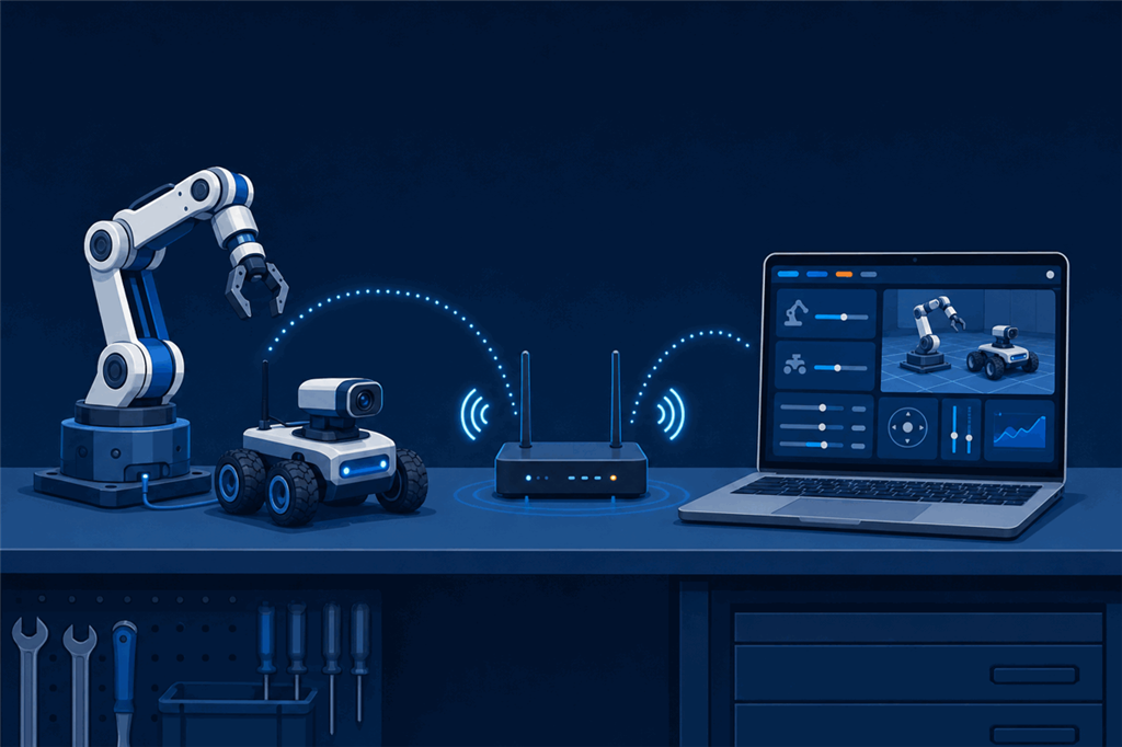 A robot arm and rover on the local network, controlled from ARCx