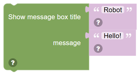 The Show message box title … message … block