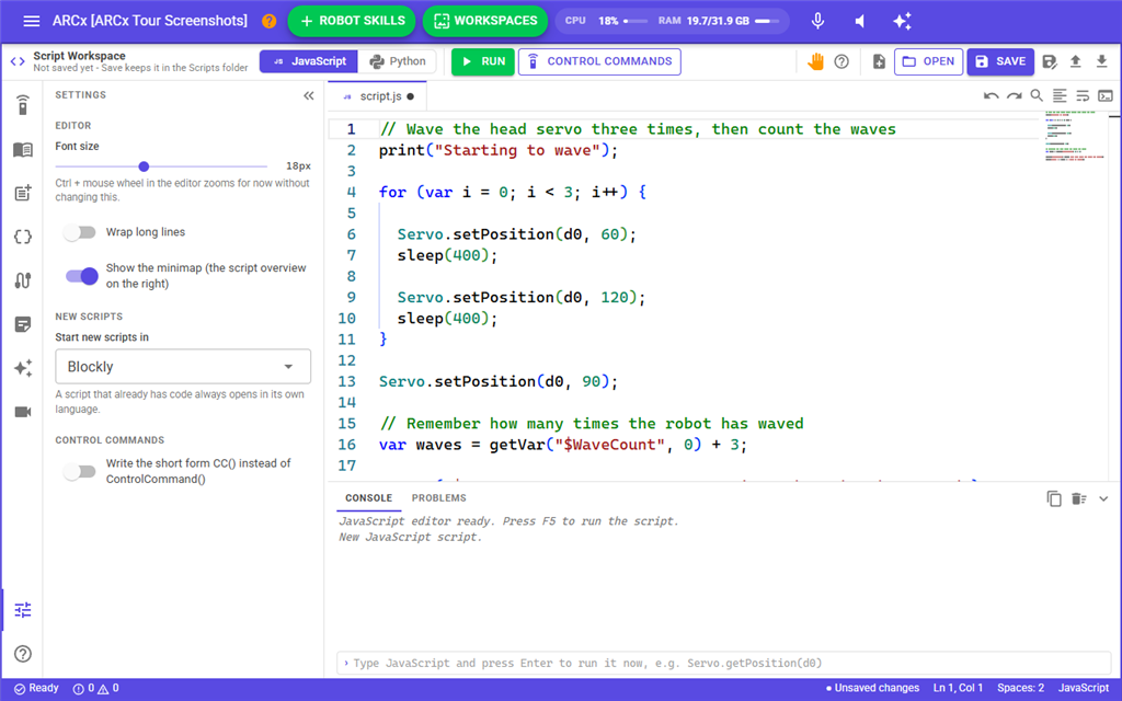 The editor settings