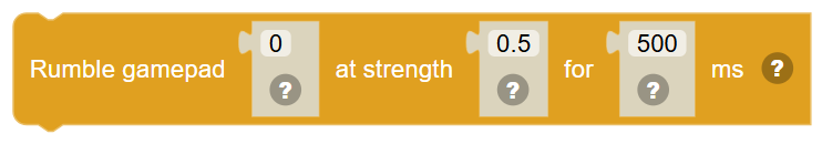 The Rumble gamepad … at strength … for … ms block