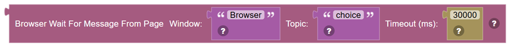 The Browser Wait For Message From Page block