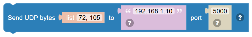 The Send UDP bytes … to … port … block