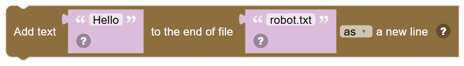 The Add text … to the end of file … … block