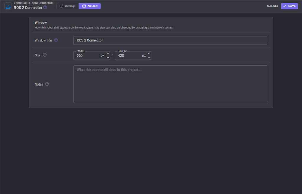 Window configuration tab
