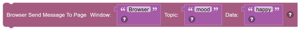 The Browser Send Message To Page block