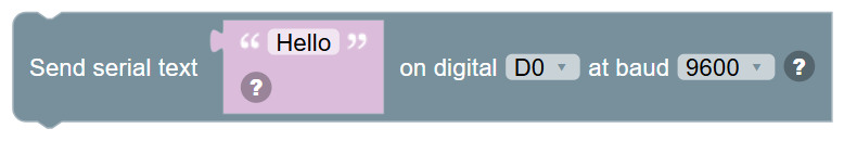 The Send serial text … on digital … at baud … block