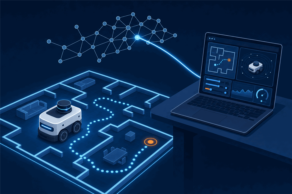 A robot whose ROS graph and ARCx share one control screen