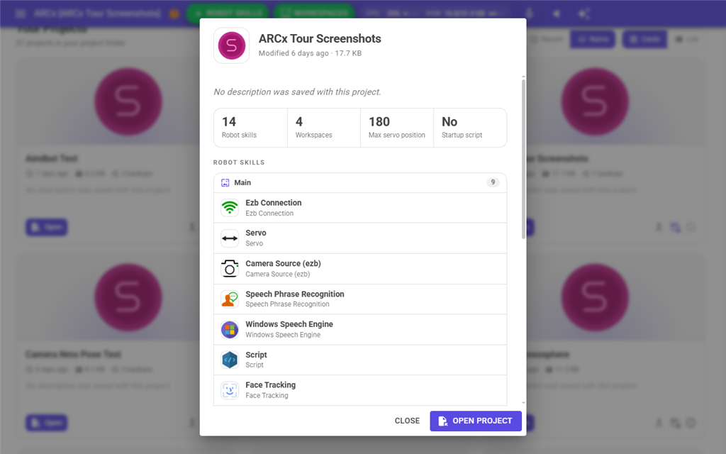 The project details box