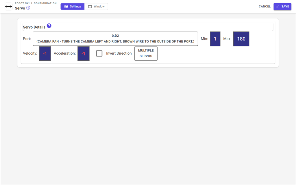 A robot skill configuration page