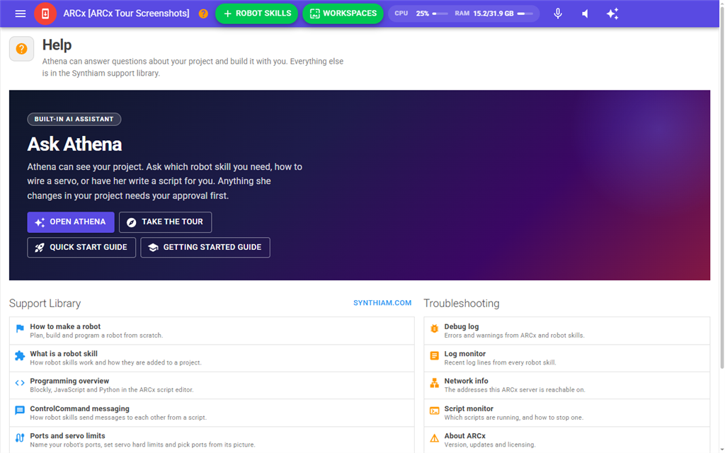The Help page