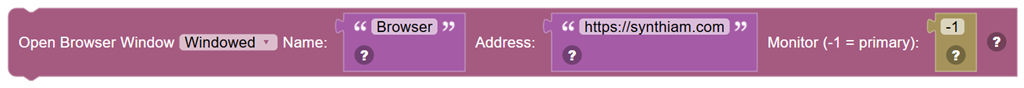 The Open Browser Window block