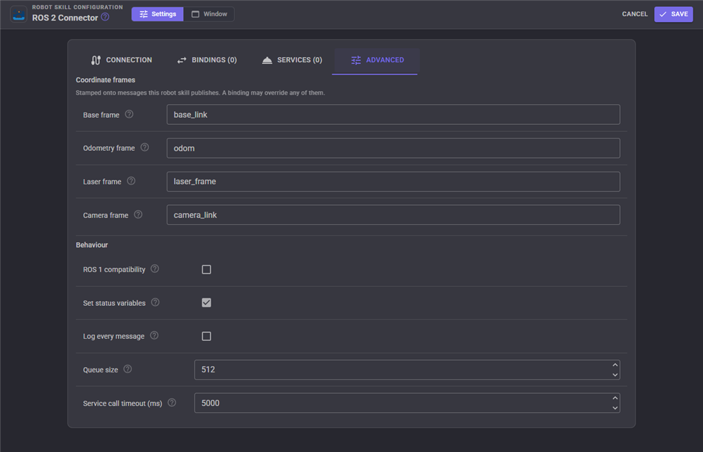 Advanced configuration tab