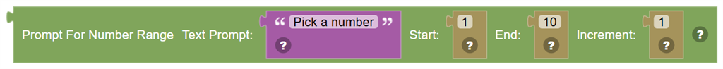 The Prompt for Number Range block