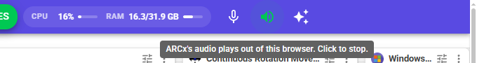 The microphone and speaker buttons in the top bar