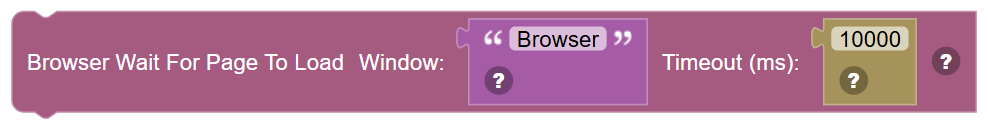 The Browser Wait For Page To Load block