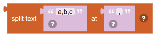 The Split text … at … block