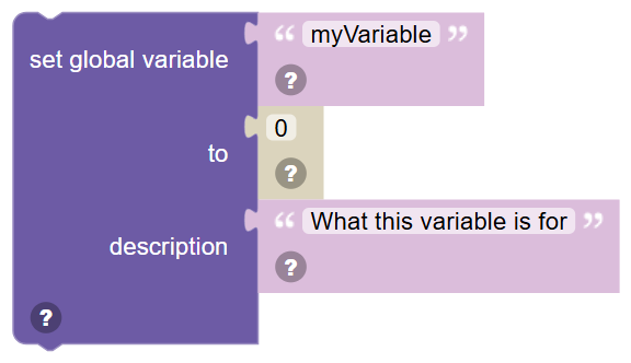 The Set global variable … to … description … block