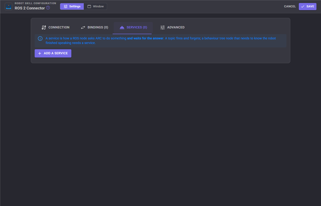 Services configuration tab