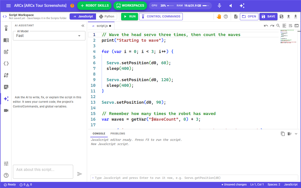 The AI Assistant view