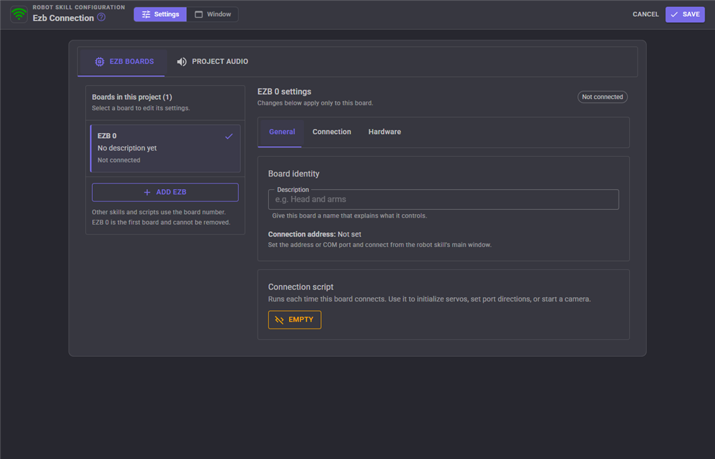Ezb boards configuration tab