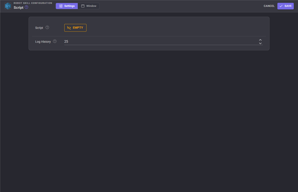 Script configuration settings