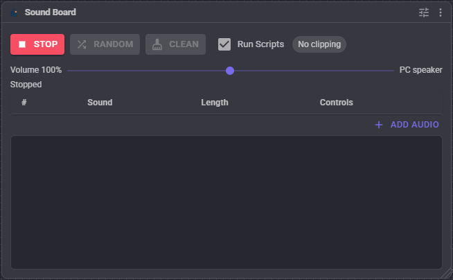 Sound Board <a href='/Support/Skills/Skills-Overview' target='_top'>robot skill</a> window