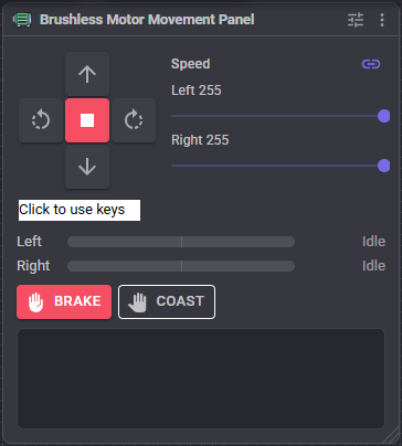 Brushless Motor <a href='/Support/ARC-Overview/movement-panels' target='_top'>Movement Panel</a> <a href='/Support/Skills/Skills-Overview' target='_top'>robot skill</a> window