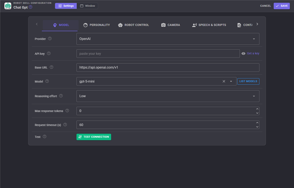 Model tab