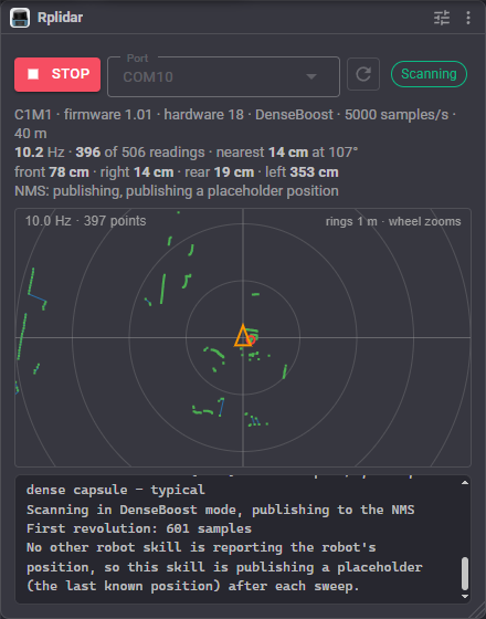 RPLidar <a href='/Support/Skills/Skills-Overview' target='_top'>robot skill</a> window