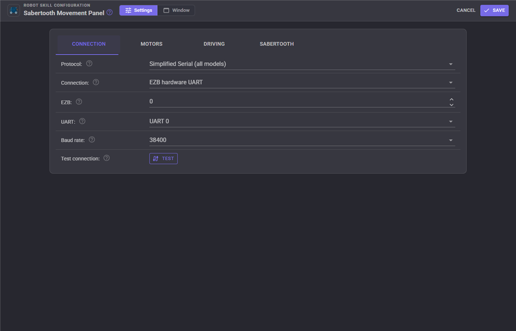 Connection tab