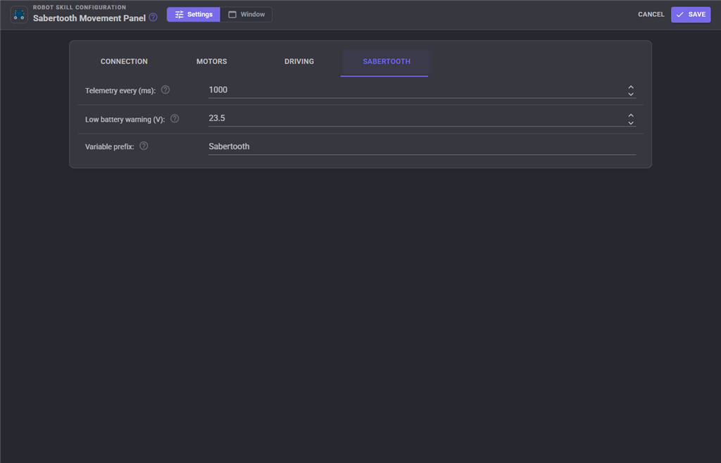 Sabertooth tab in Plain Text Serial