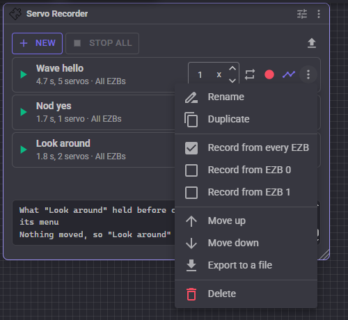 Recording menu