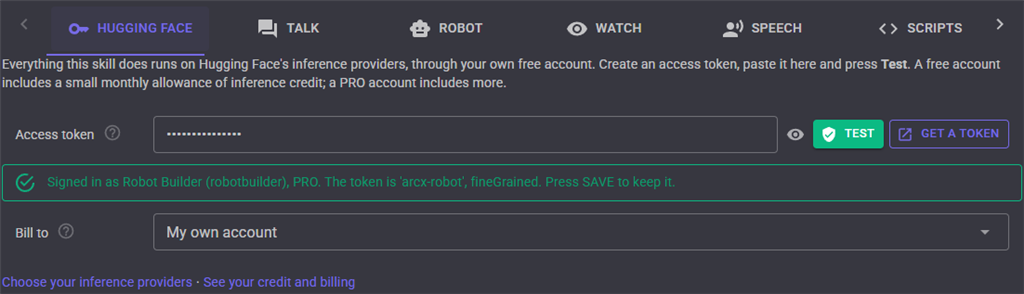 Hugging Face tab