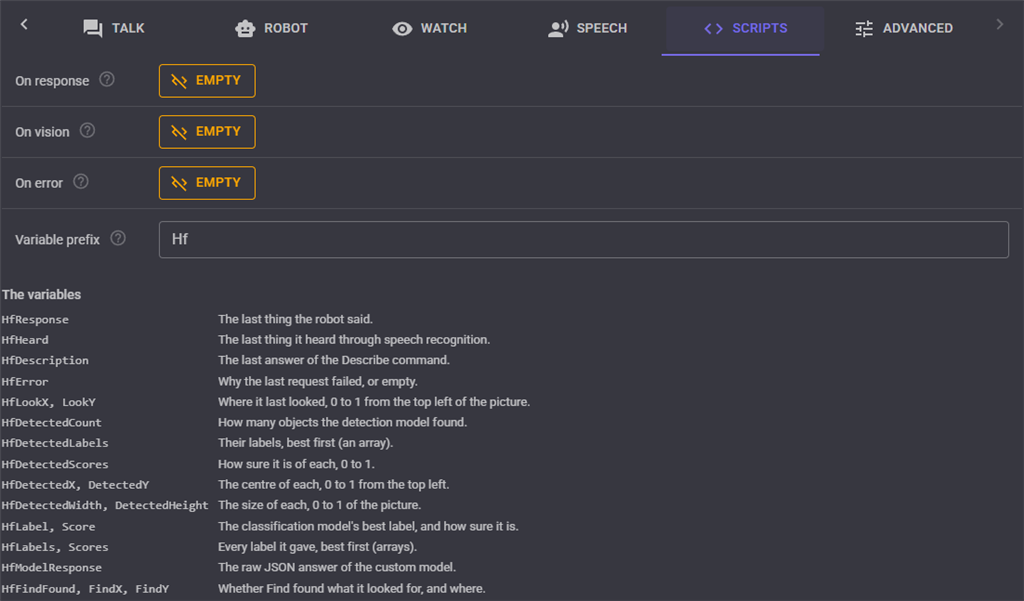 Scripts tab