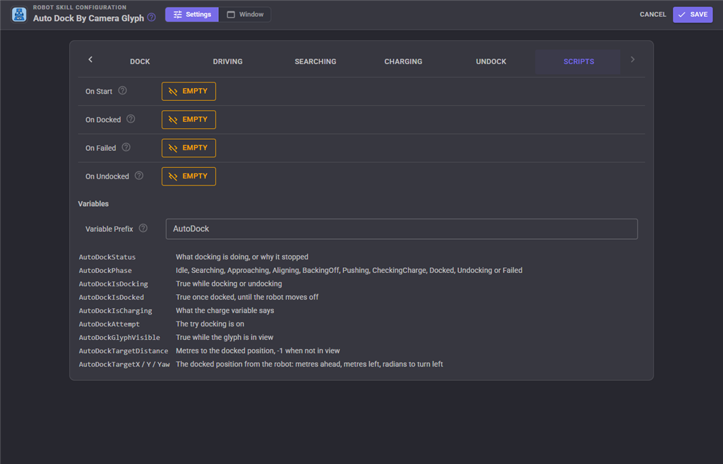 Scripts settings