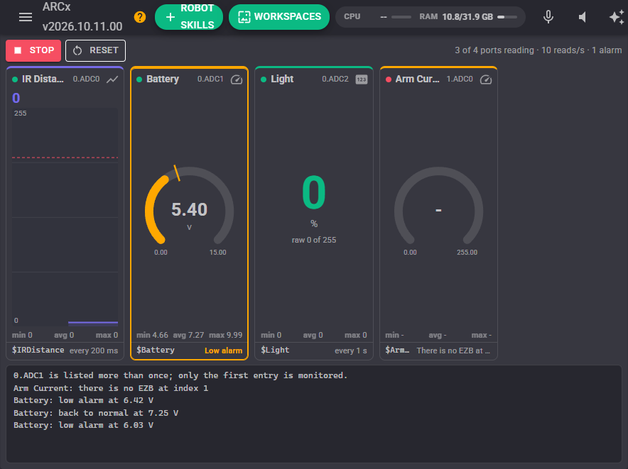 ADC Monitor window