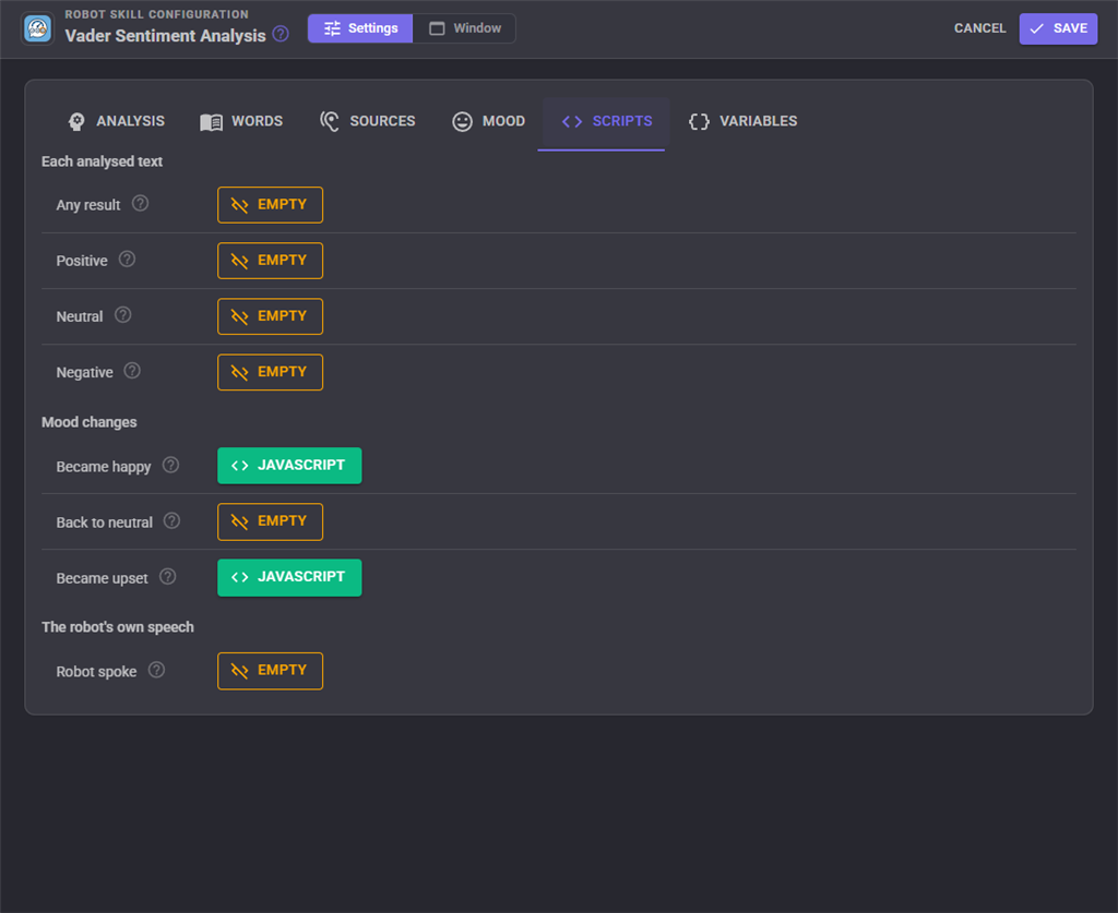 Scripts tab