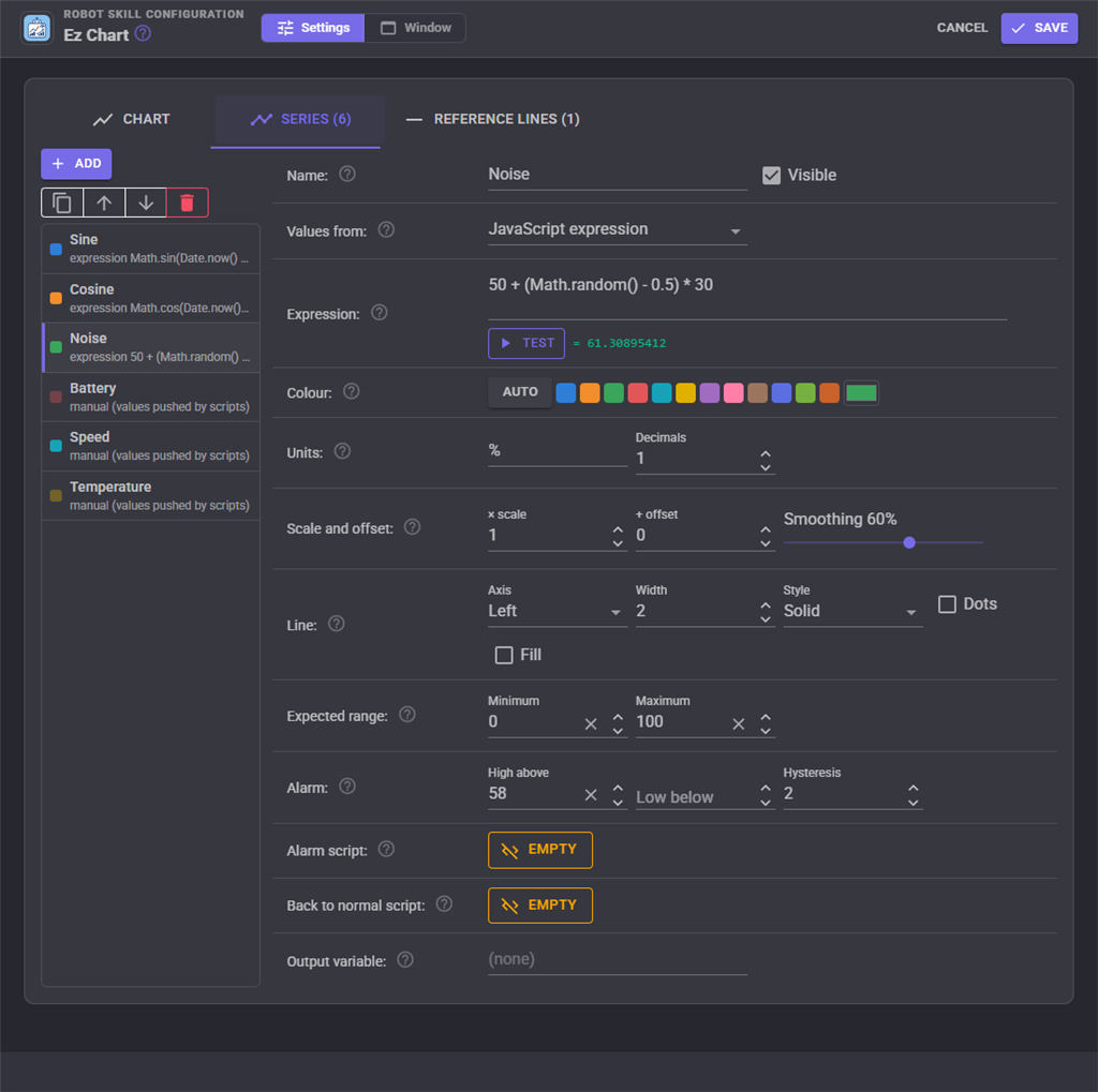 The Series settings