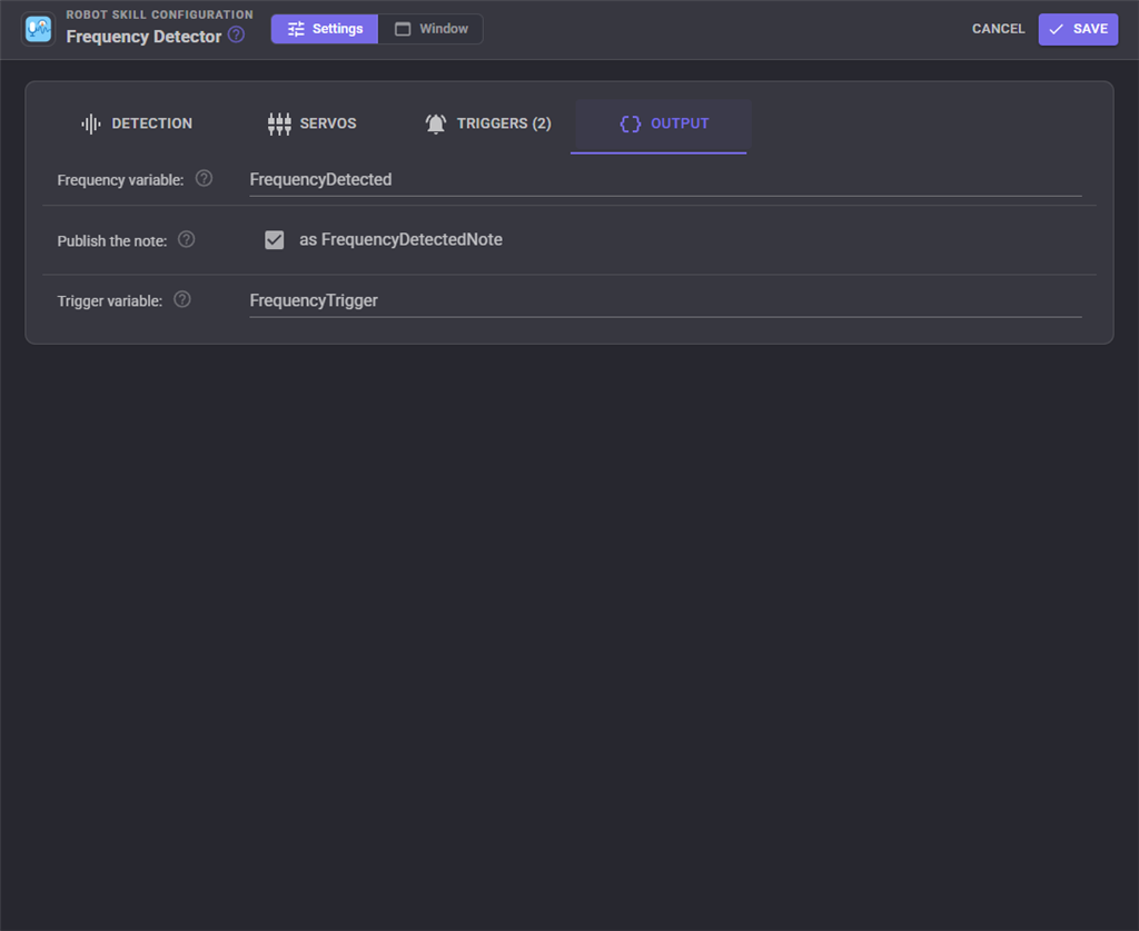 Output settings
