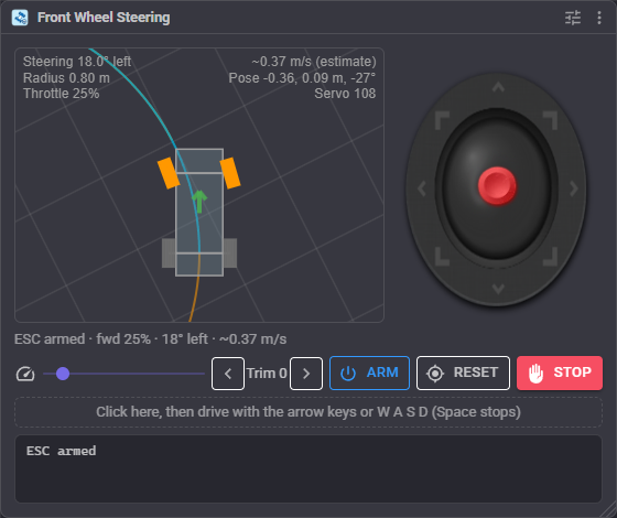 Front Wheel Steering <a href='/Support/Skills/Skills-Overview' target='_top'>robot skill</a> window