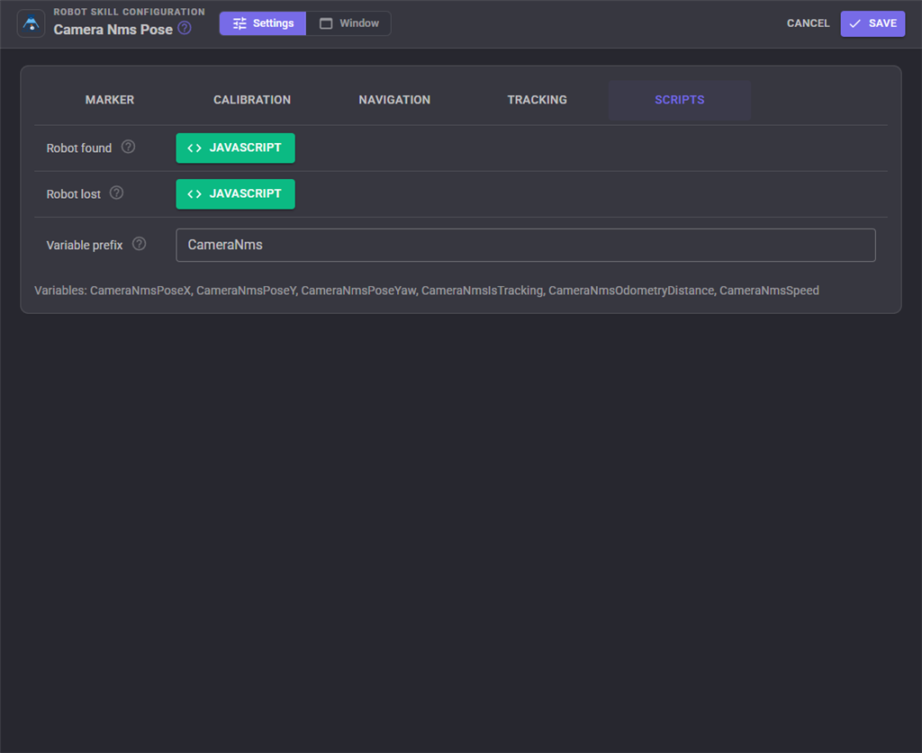 Scripts settings