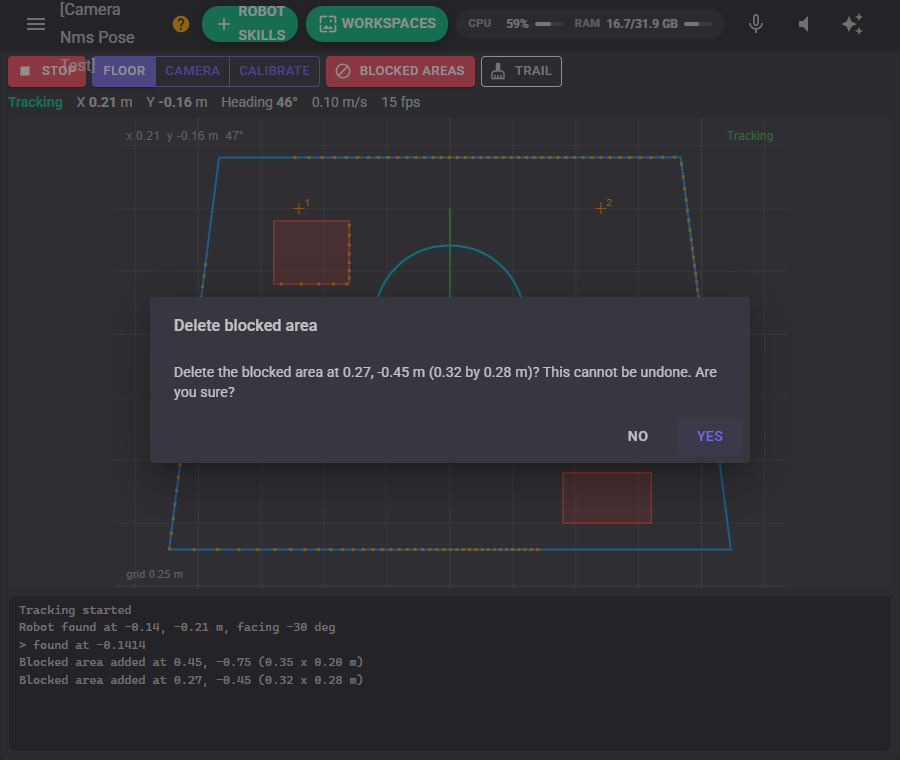 Removing a blocked area asks first