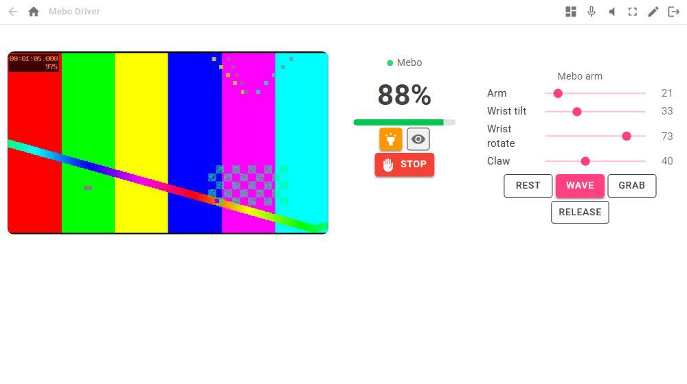 A Custom UI screen with the Mebo widgets