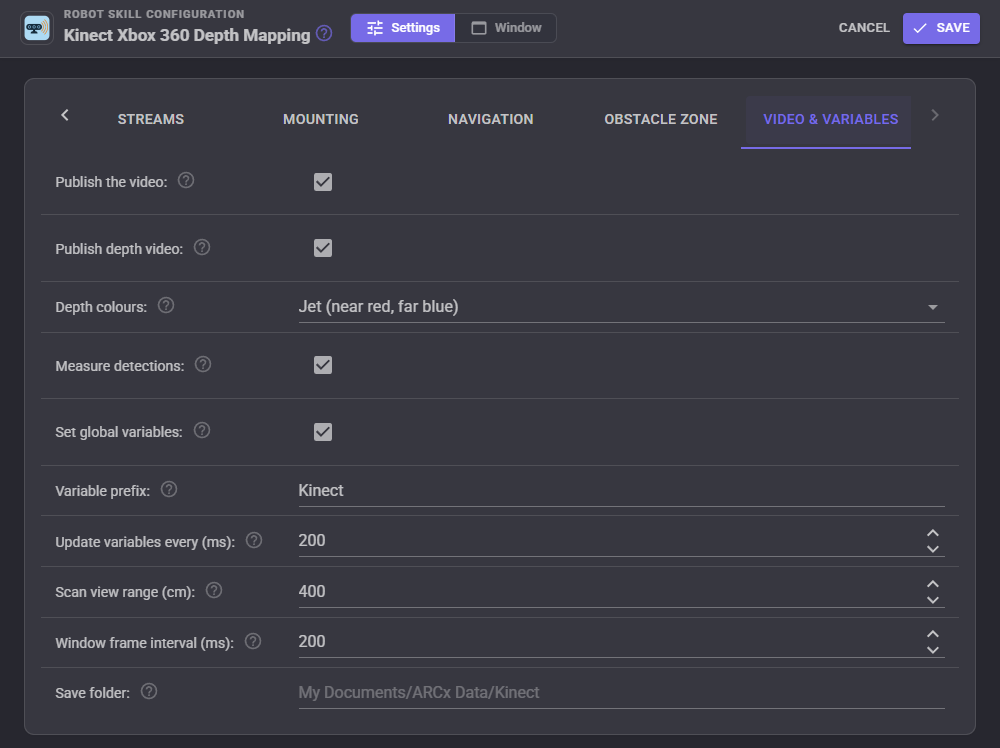 Video and variables tab