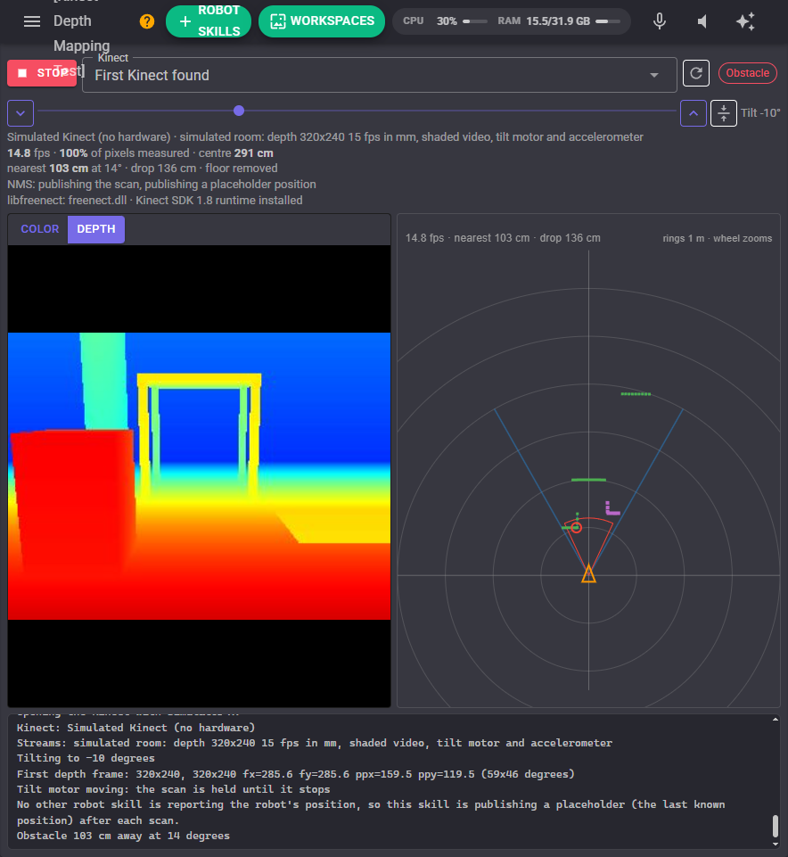 The Kinect window, depth view