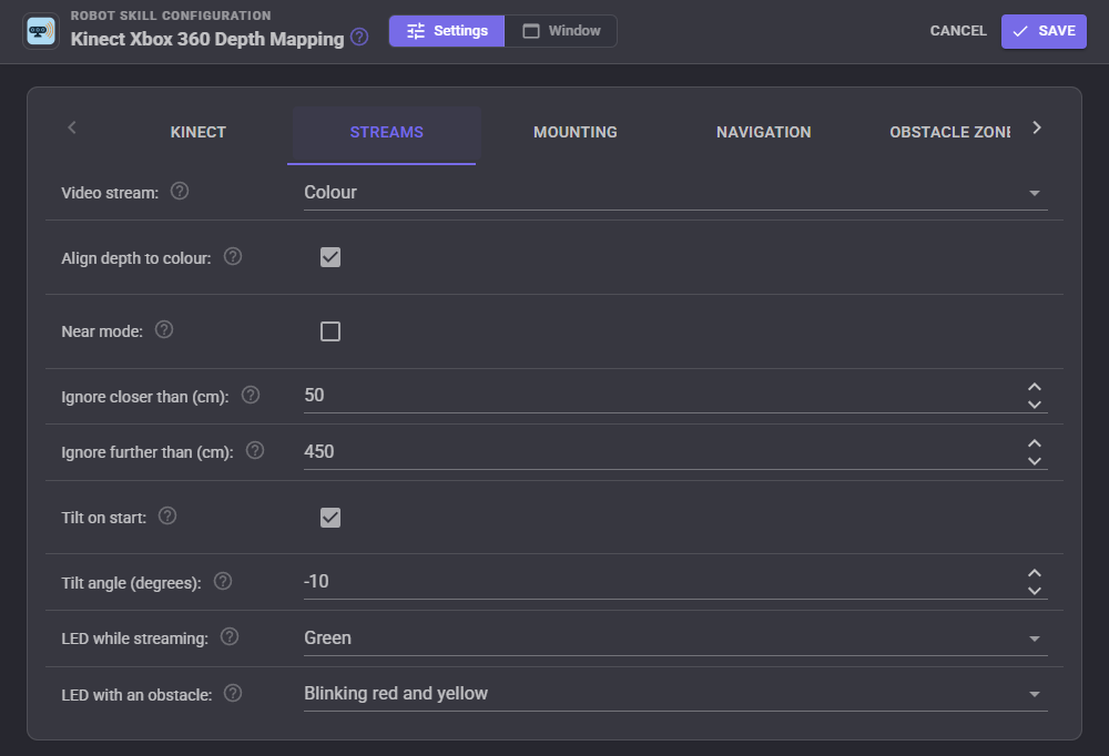 Streams tab