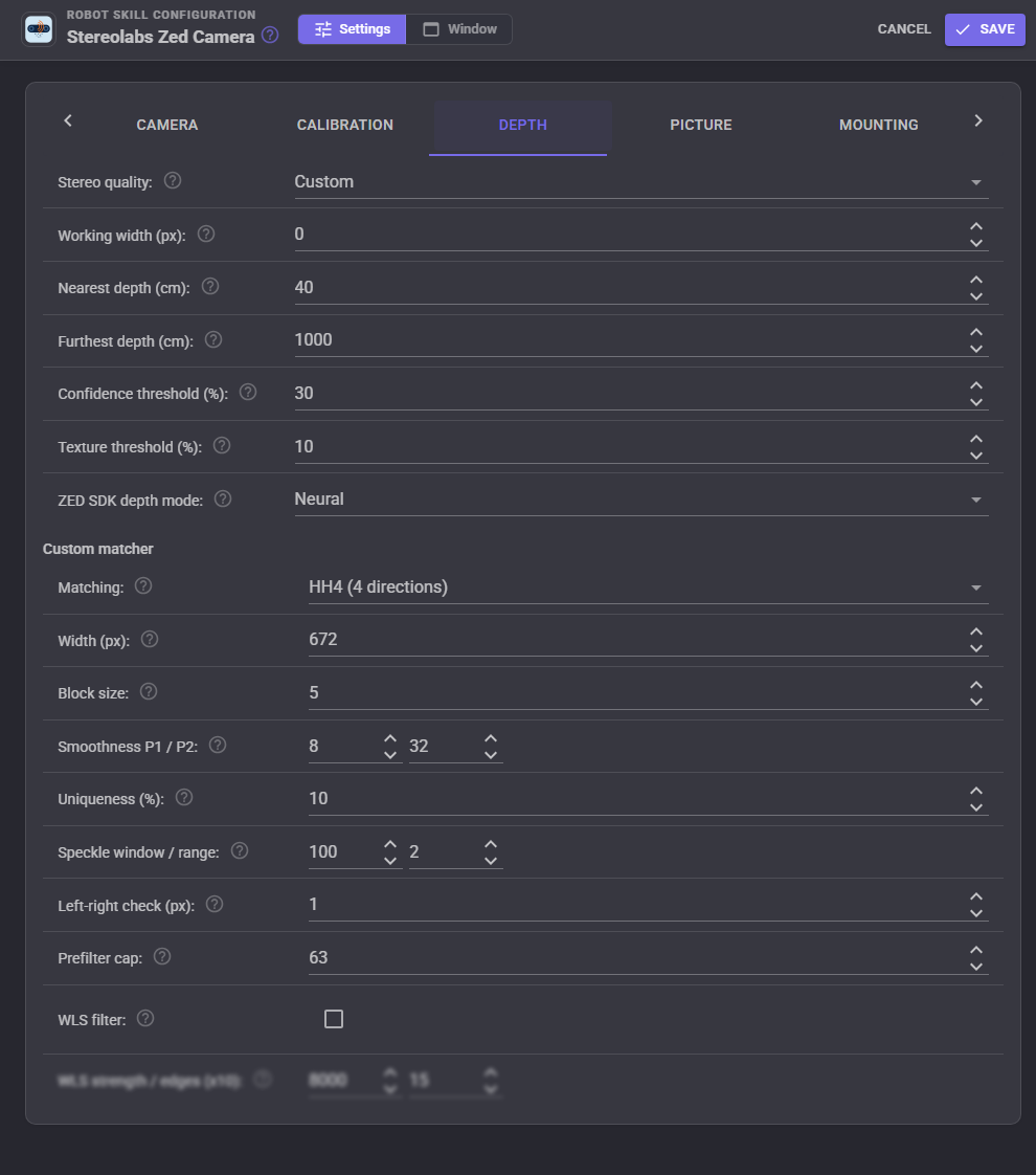 Depth tab
