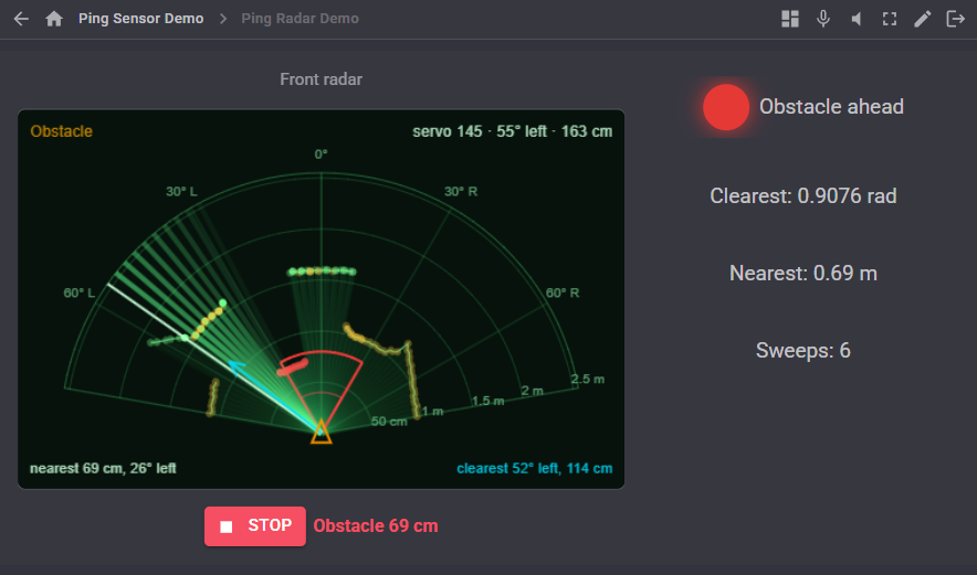 Radar widget on a Custom UI screen