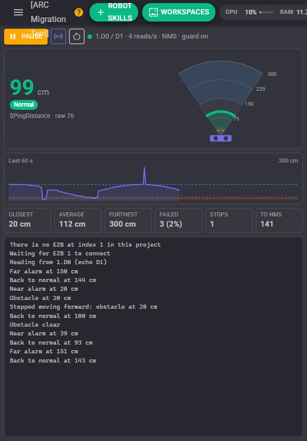 Ping Sensor window